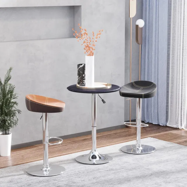 FloraGrace Statafel - Verstelbare Ronde Bartafel Met 360 Graden Draaibaar Blad - Voor Keuken Bar En Terras - Zwart Chroom - 63 Cm