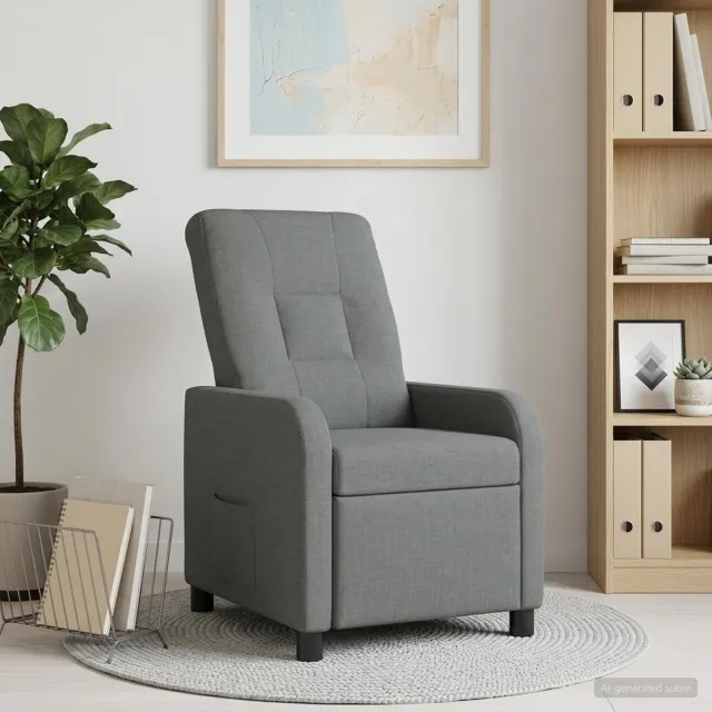 vidaXL Relaxfauteuil Donkergrijs Stof