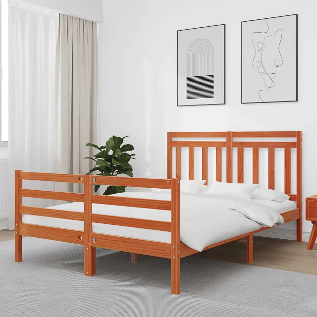 vidaXL Bedframe met hoofdeinde Wasbruin 150 x 200 cm bruin