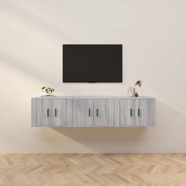 vidaXL Tv-wandmeubels 3 st 57x34,5x40 cm grijs sonoma eikenkleurig, foto 2