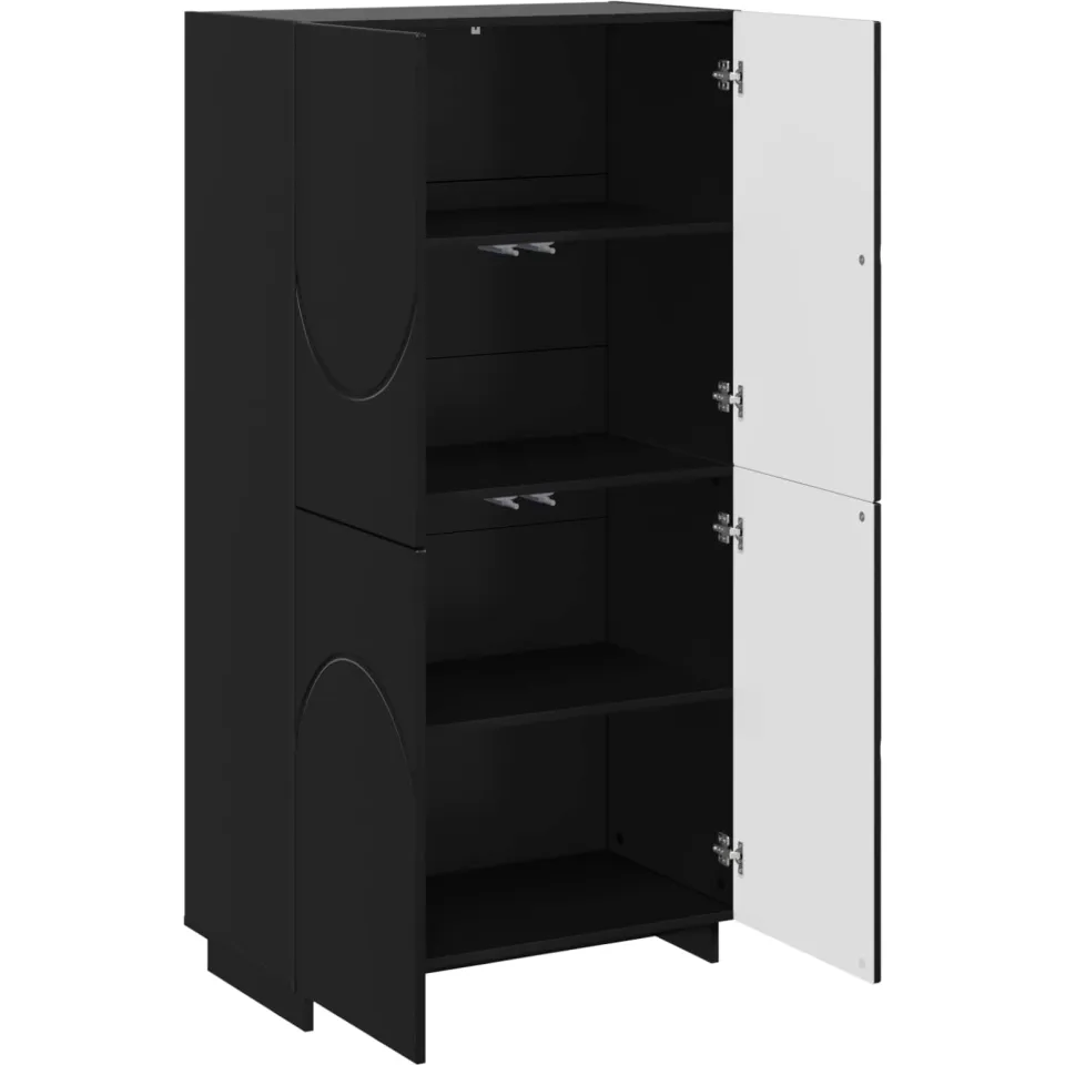 vidaXL Hoge kast Zwart 79 x 41 x 151 cm Bewerkt hout