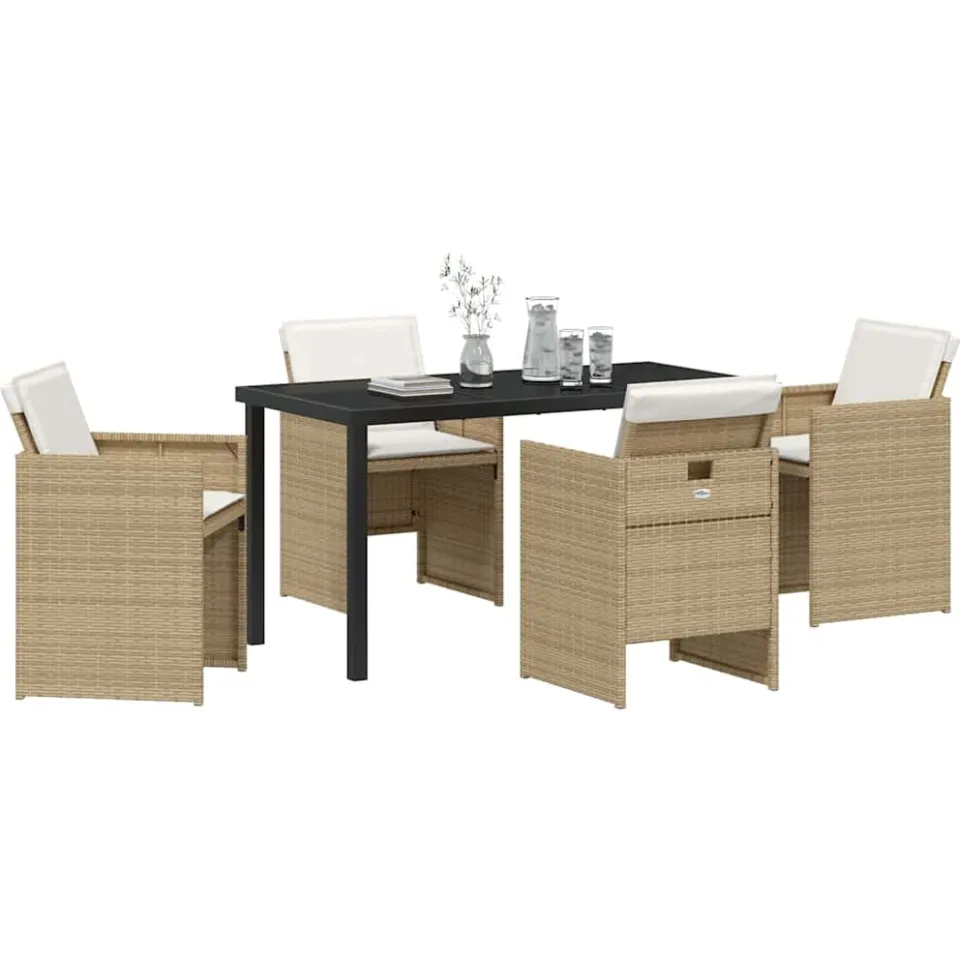 vidaXL Tuin eettafelset 5 st Beige poly rattan