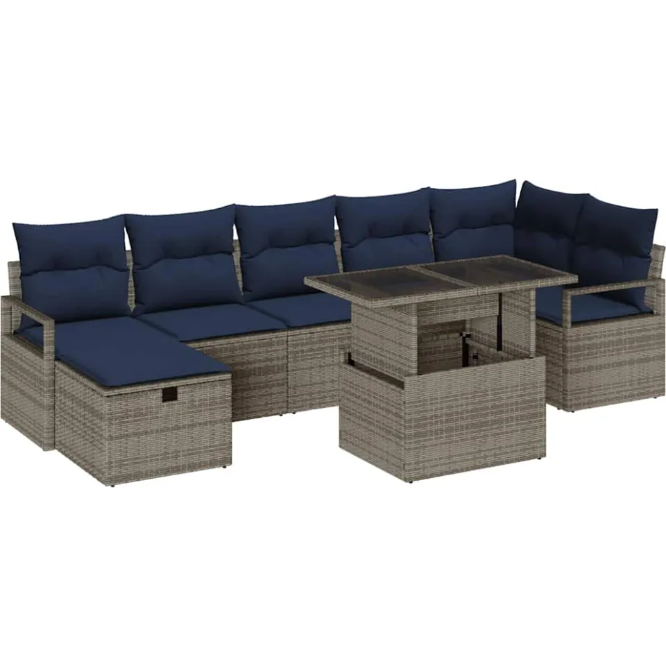 vidaXL Tuin Sofa Set 8 st poly rattan grijs, foto 4