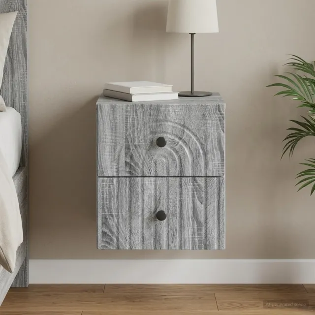 vidaXL Wandbeugel Bedkast Grijs sonoma 33 x 34,5 x 40 cm Bewerkt hout, foto 2