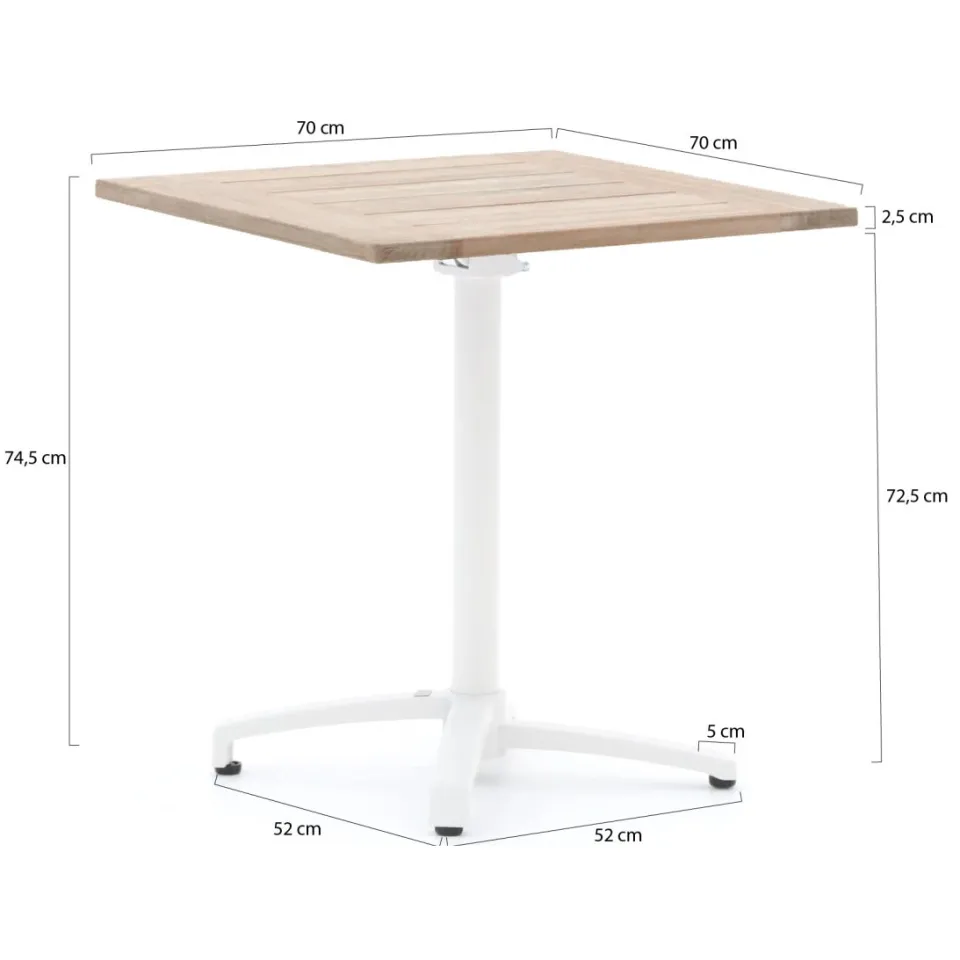 Bellagio tuinmeubelen Bellagio Canzo klaptafel 70x70x75cm wit, foto 3