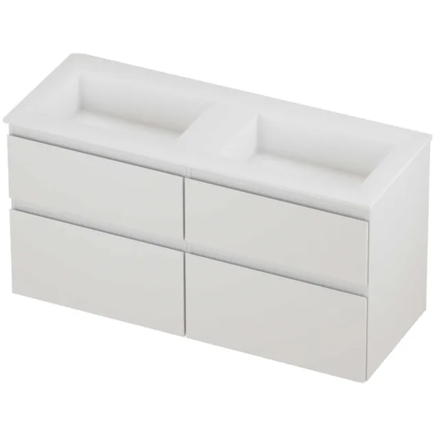Proline Aristo Badmeubelset Polystone Elegant Dubbel 120x46x62 cm Mat White Glans Wit