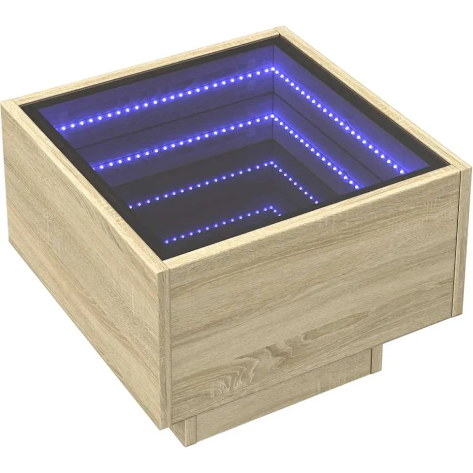 vidaXL Bijzettafel met LED 40x40x30 cm bewerkt hout sonoma eikenkleur Bruin