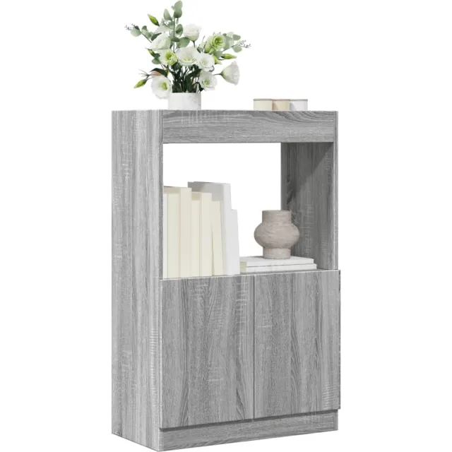 vidaXL Hoge kast 63x33x100 cm bewerkt hout grijs sonoma eikenkleurig
