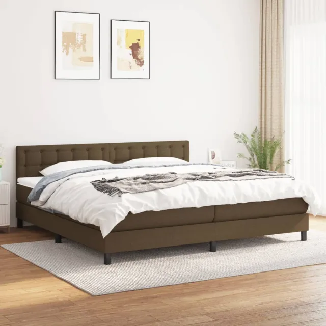 vidaXL Boxspring met matras stof donkerbruin 200x200 cm bruin