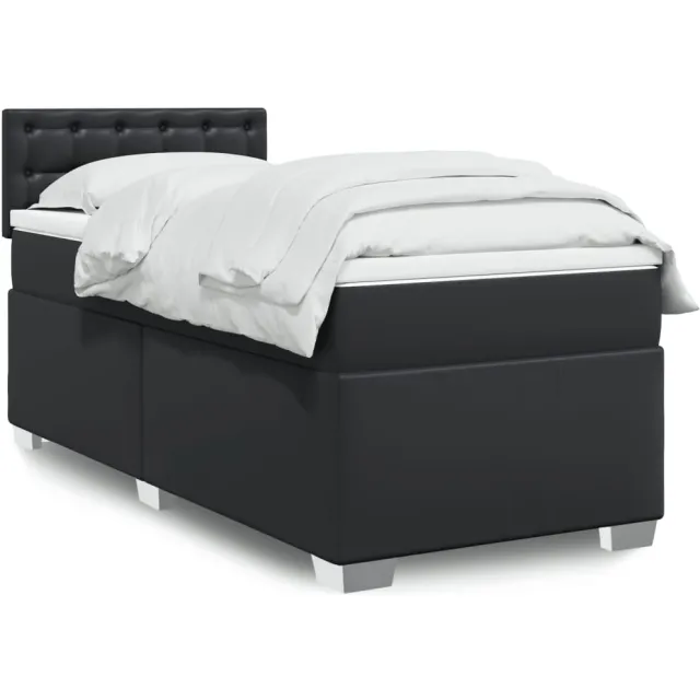 vidaXL Boxspring met matras kunstleer zwart 90x190 cm