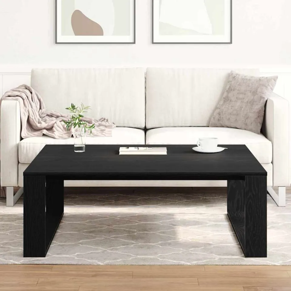 vidaXL Salontafel Zwart Eiken 100 x 100 x 35 cm Bewerkt hout, foto 4