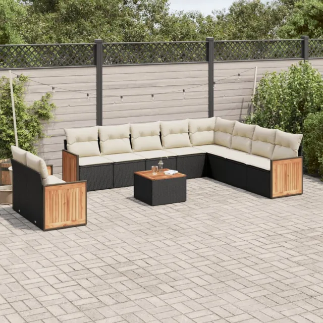 vidaXL 11-delige Loungeset met kussens poly rattan zwart, foto 2