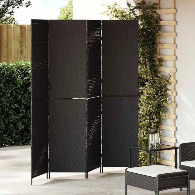vidaXL Kamerverdeler Zwart 195 x 180 cm poly rattan, foto 2