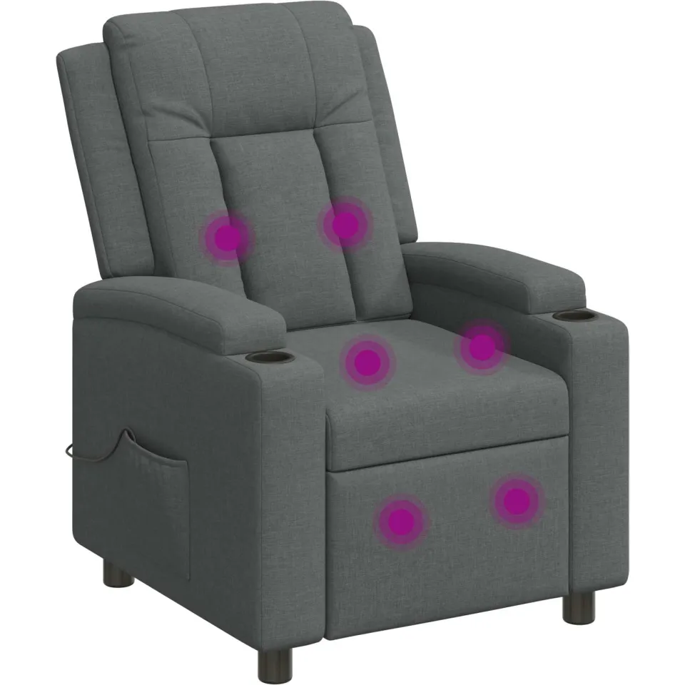 vidaXL Massage-relaxstoel Donkergrijs 75 x 95 x 100 cm Stof