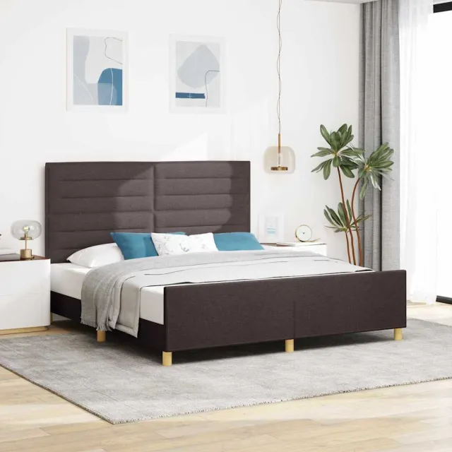 vidaXL Bedframe met hoofdeinde Donkerbruin 180 x 200 cm Stof