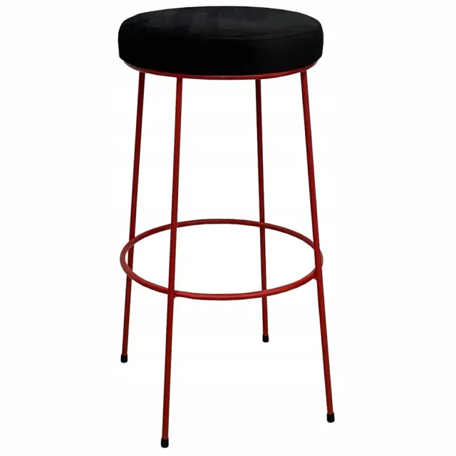 Bias Lage kruk 66cm rood metalen loft design, gestoffeerde zitting