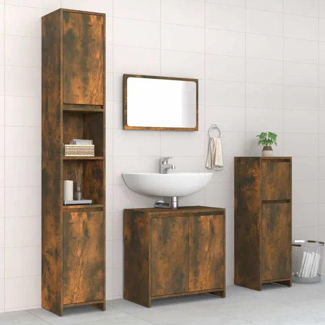 vidaXL 4-delige Badkamermeubelset bewerkt hout gerookt eikenkleurig, foto 2