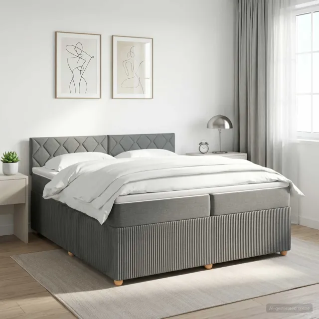 vidaXL Boxspringbed met matras Donkergrijs 200 x 200 cm Stof