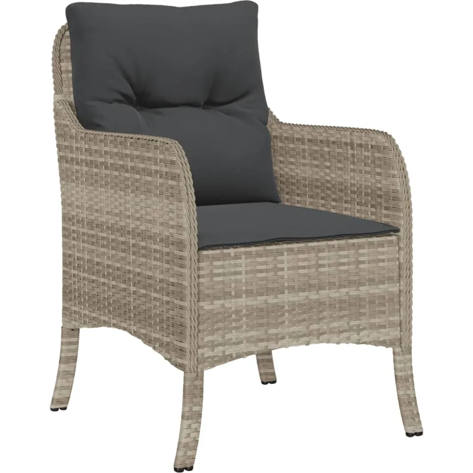vidaXL 7-delige Tuinset met kussens poly rattan grijs