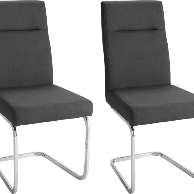 Notio Living Lydia-Eetkamerstoel - Set van 2 - Antraciet Stof Grijs