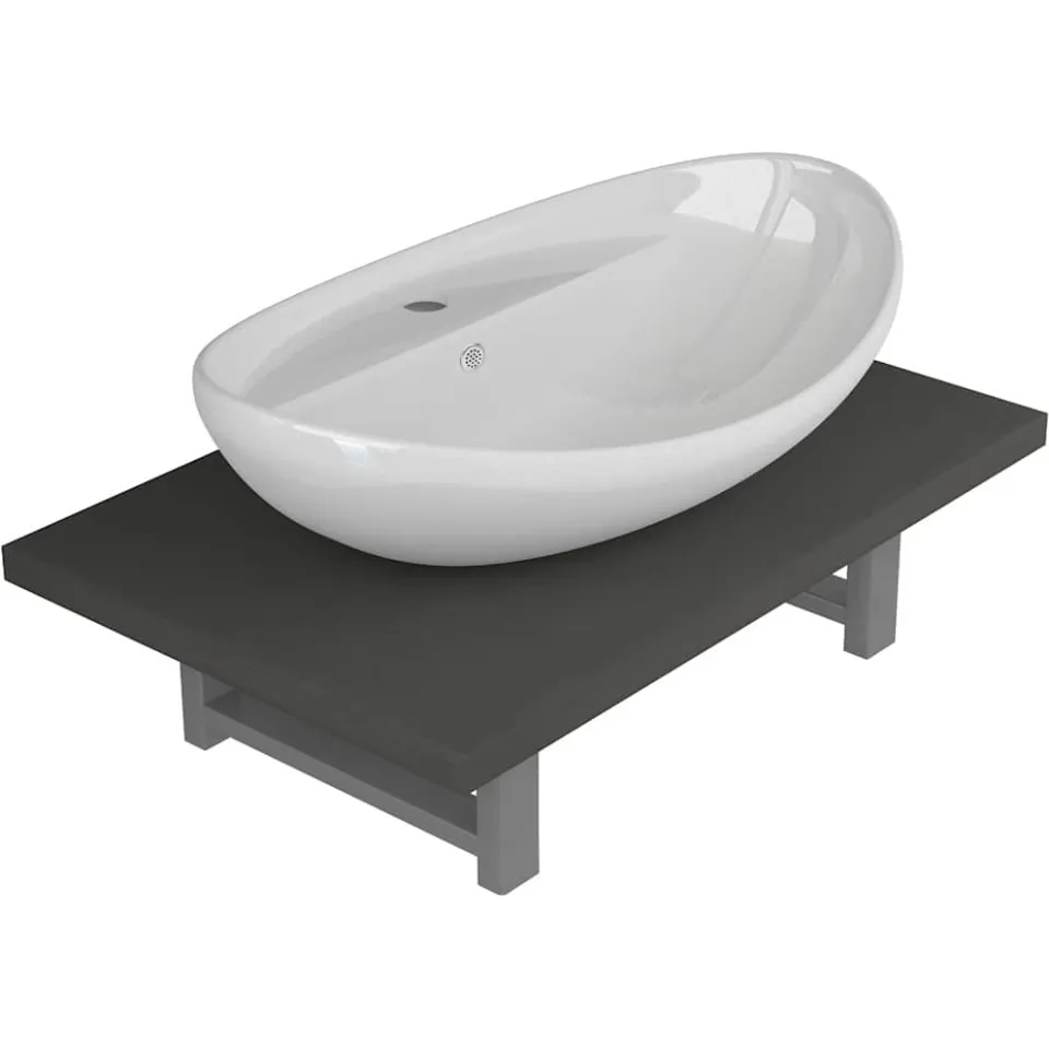 vidaXL 2-delige Badkamermeubelset keramiek grijs, foto 3