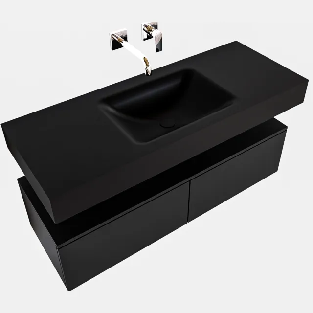 Boss & Wessing Badkamermeubel BWS Ibiza 120 cm Twee Soft-Close Lades Solid Surface Wastafel Mat Zwart (acht varianten)