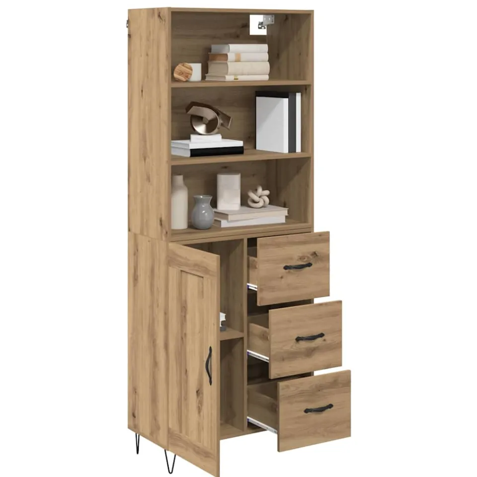 vidaXL Hoge kast 2 st Artisan Eiken 69,5 x 34 x 180 cm Bruin