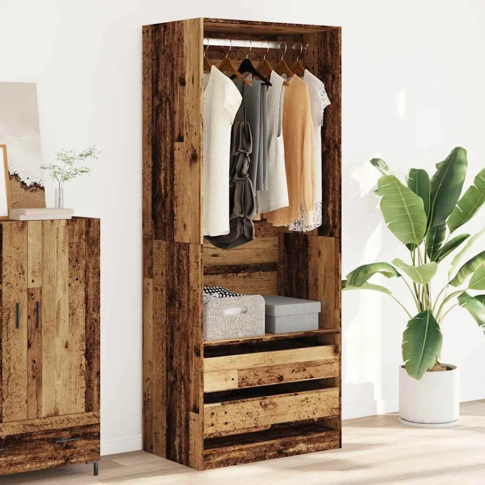 vidaXL Kledingkast 80x50x200 cm bewerkt hout oud hout bruin, foto 3