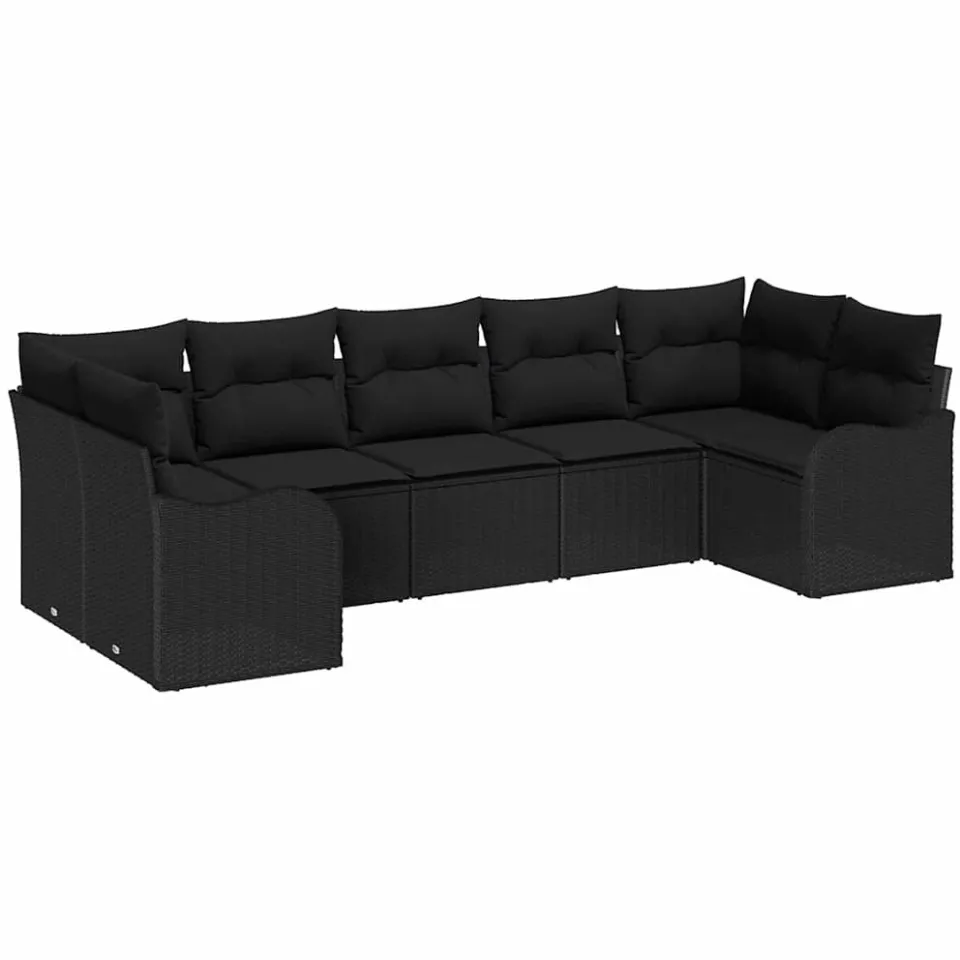 vidaXL Tuin Sofa Set Zwart poly rattan
