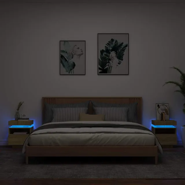 vidaXL Nachtkastjes met LED 2 st 40x39x48,5 cm sonoma eikenkleurig, foto 2