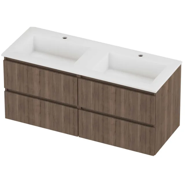 Proline Aristo Badmeubelset Polystone Elegant 4 Laden 120x46x54 cm Mat White Terra Oak Eiken