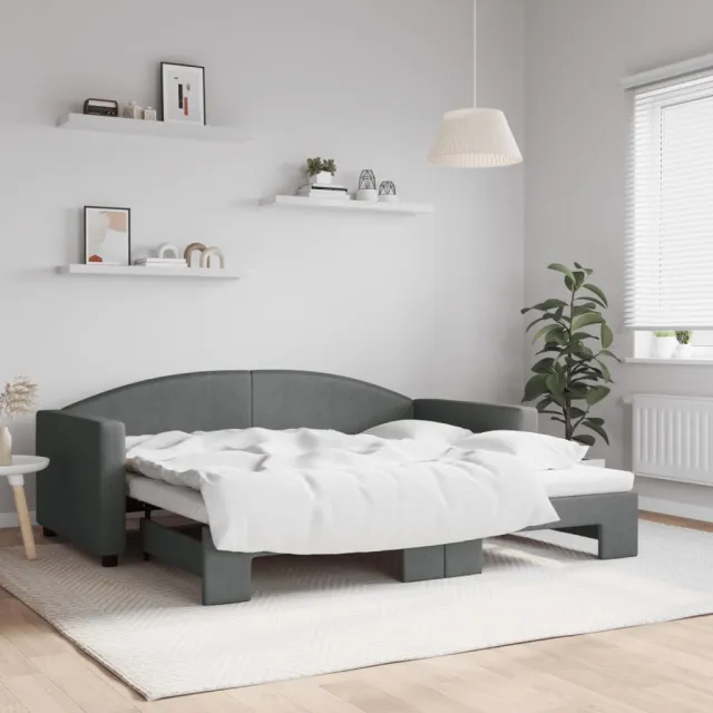 vidaXL Slaapbank met onderschuifbed 90x190 cm stof donkergrijs grijs