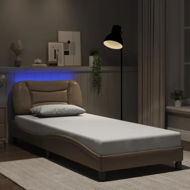 vidaXL Bedframe met LED zonder matras "Hvar" cappuccino 90x190 cm Bruin