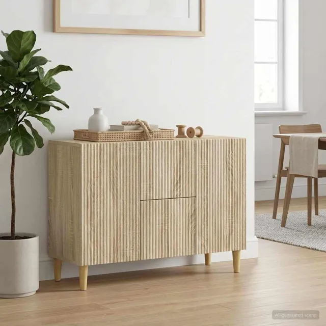 vidaXL Dressoir Sonoma Eiken 89 x 34,5 x 60 cm Bewerkt hout, foto 2