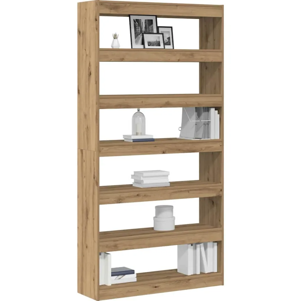 vidaXL Boekenkast 6-laags 100 x 30 x 198 cm Bewerkt hout Artisan Eik Beige