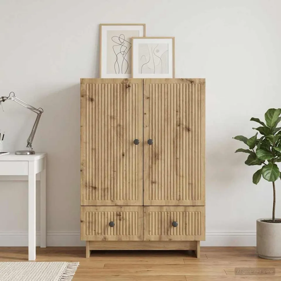 vidaXL Dressoir Artisan Eik 66 x 34,5 x 95 cm Geconstrueerd hout bruin, foto 3