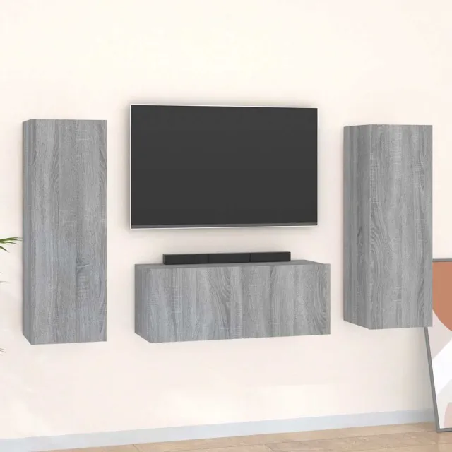 vidaXL 3-delige Tv-meubelset bewerkt hout grijs sonoma eikenkleurig, foto 2
