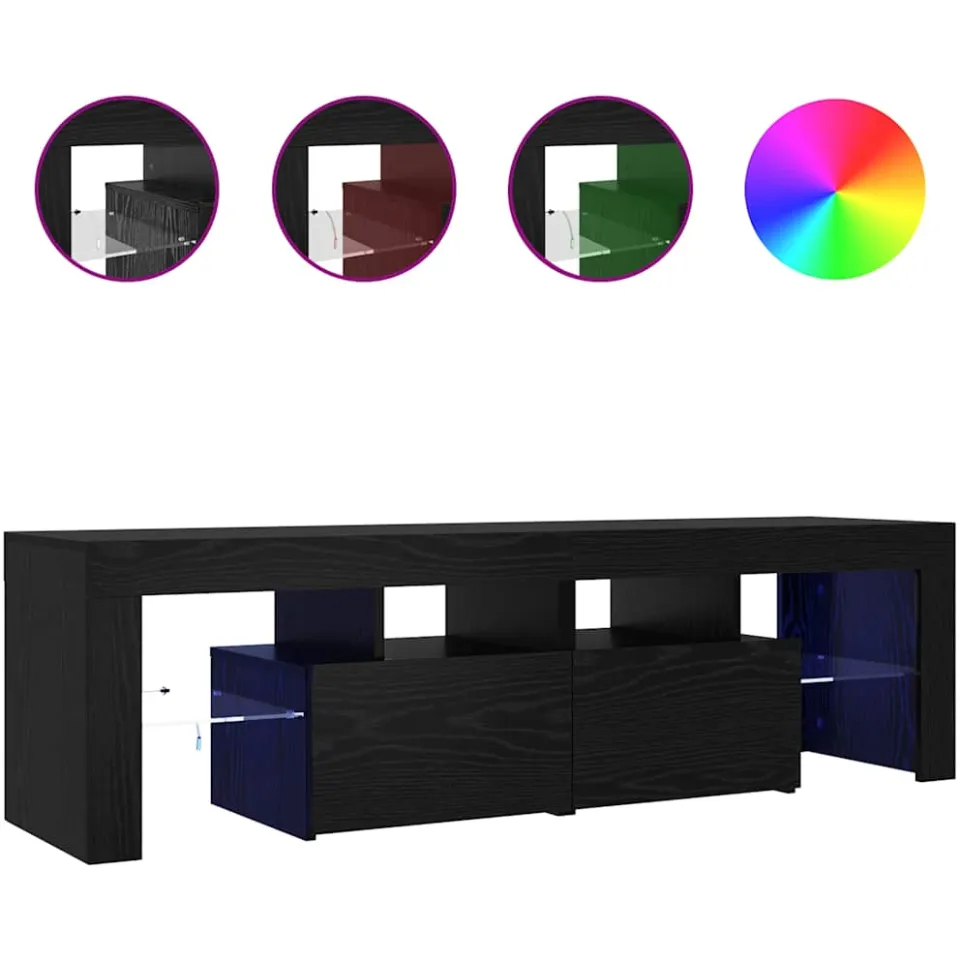 vidaXL Tv-meubel met LED 140x36,5x40 cm bewerkt hout zwart eiken, foto 4
