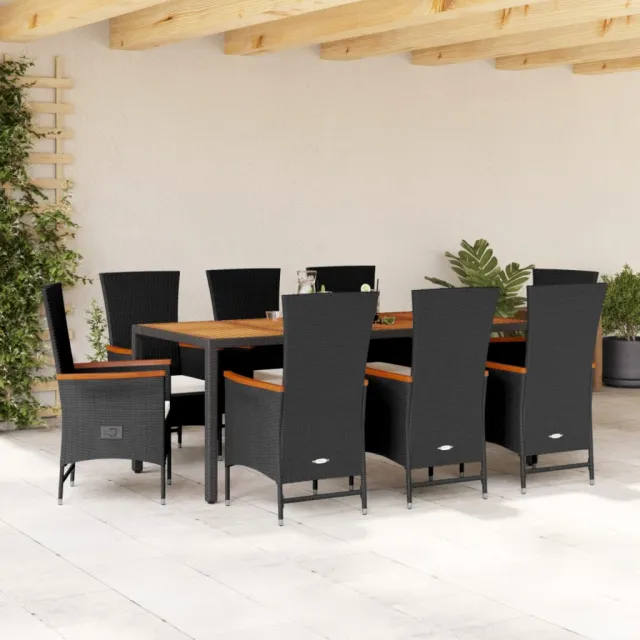 vidaXL 9-delige Tuinset poly rattan zwart, foto 2