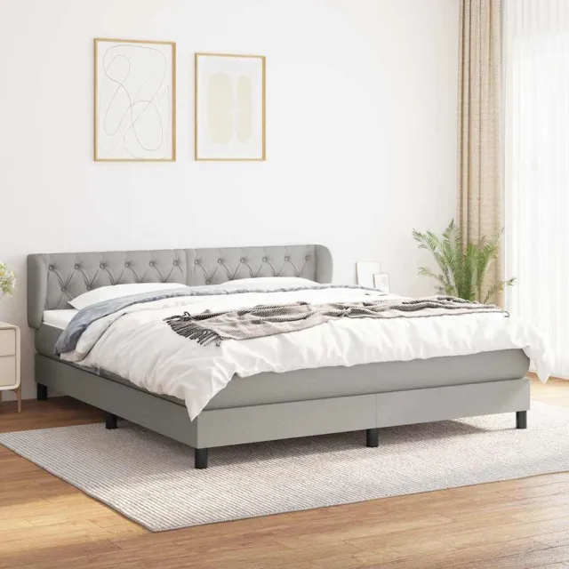 vidaXL Boxspring met matras stof lichtgrijs 160x200 cm grijs