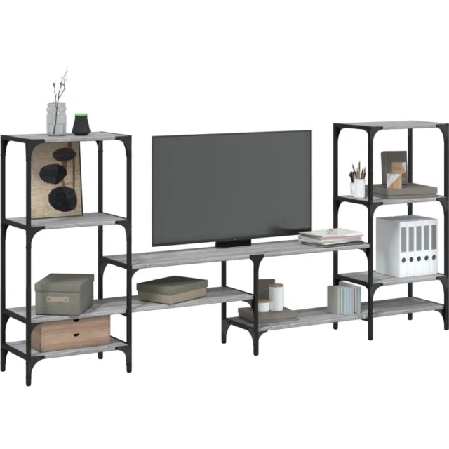 vidaXL Tv-meubel 206,5x28,5x95 cm bewerkt hout grijs sonoma eikenkleur