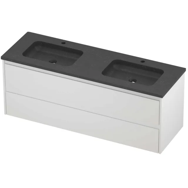 Proline Rollo Badmeubelset Hardsteen Elegant Dubbel 140x46x54 cm Blue Stone Mat Wit
