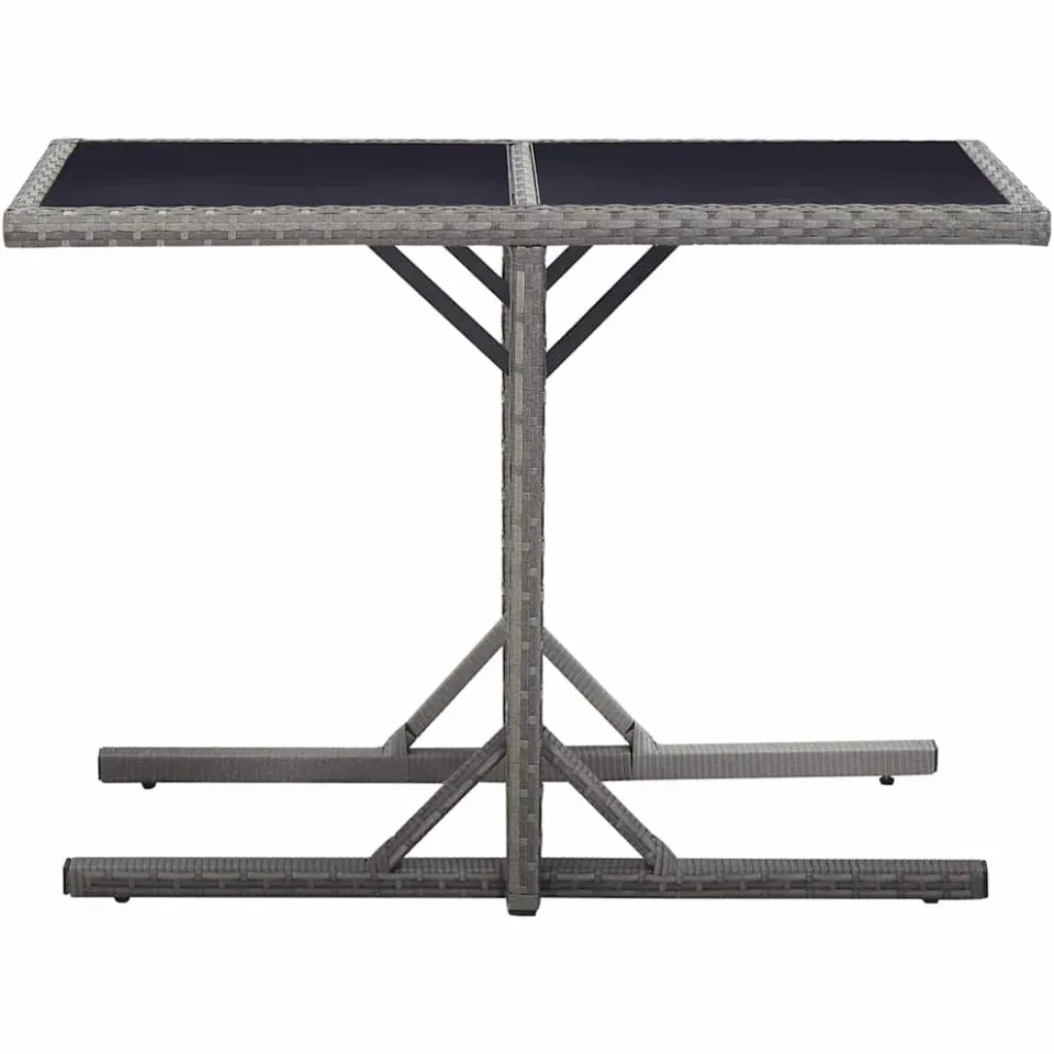 vidaXL Tuintafel 110x53x72 cm glas en poly rattan antraciet, foto 2