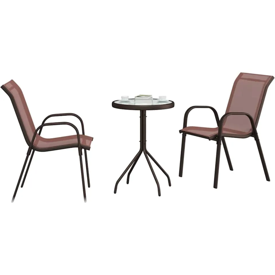 vidaXL Tuin Bistro Set 3 st Bruin Staal, foto 2
