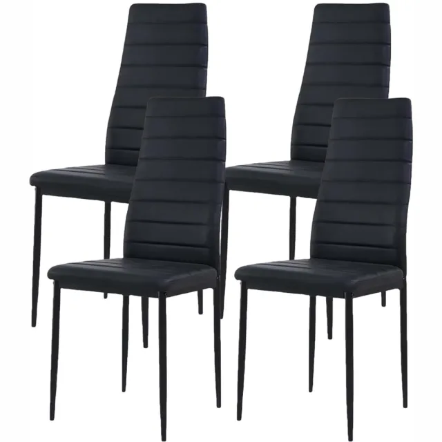 Xbro Eetkamerstoelen Set van 4 – Comfortabele Stoelen met Hoge Rugleuning – Imitatieleer – Voor Eetkamer, Keuken en Woonkamer – Modern Design – 96x41x39 cm Zwart