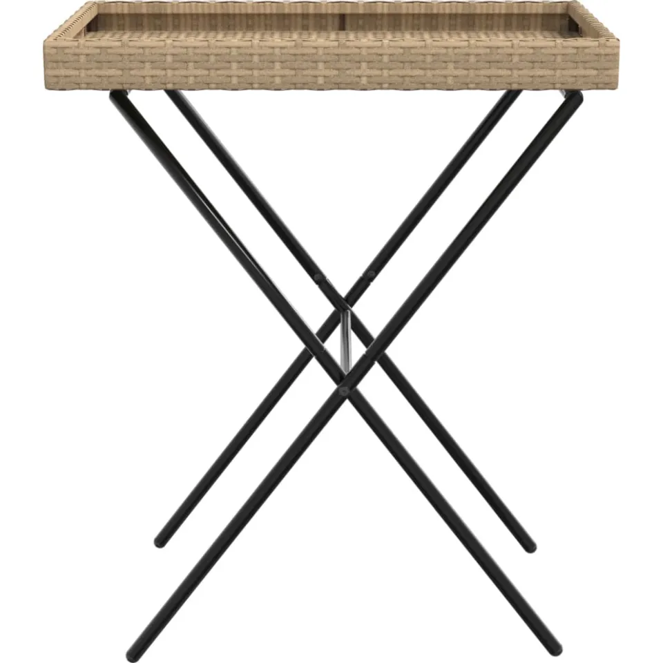 vidaXL Dienbladtafel inklapbaar 65x40x75 cm poly rattan beige, foto 4