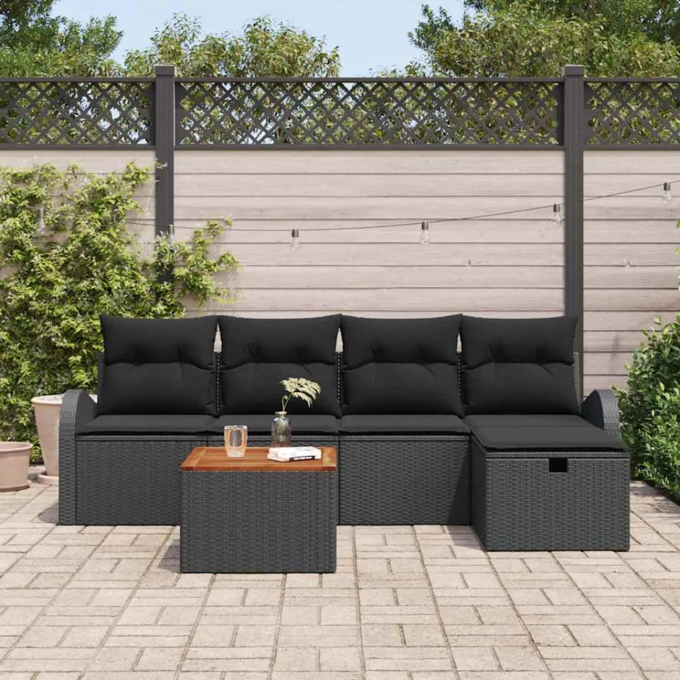 vidaXL Tuin Sofa Set 6 st Zwart poly rattan, foto 2