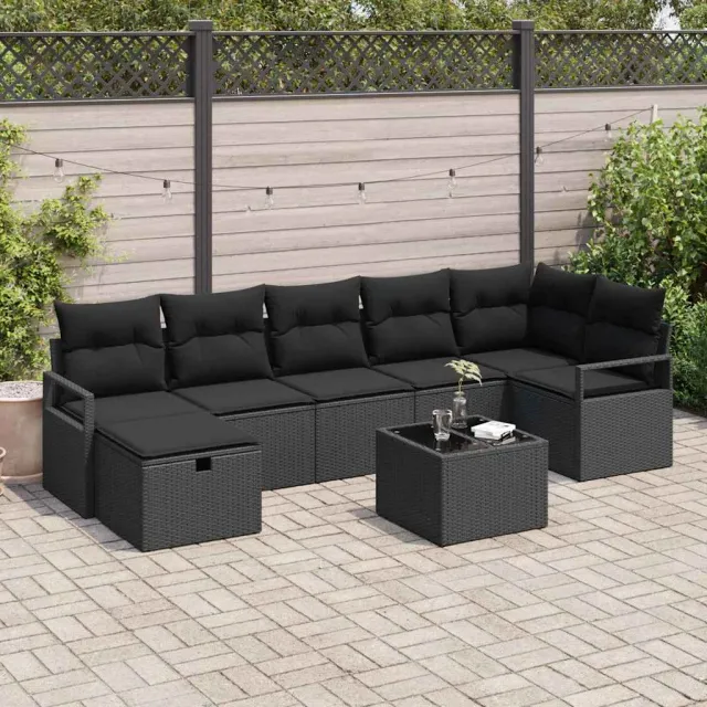 vidaXL Bankstel 5 st poly rattan Zwart