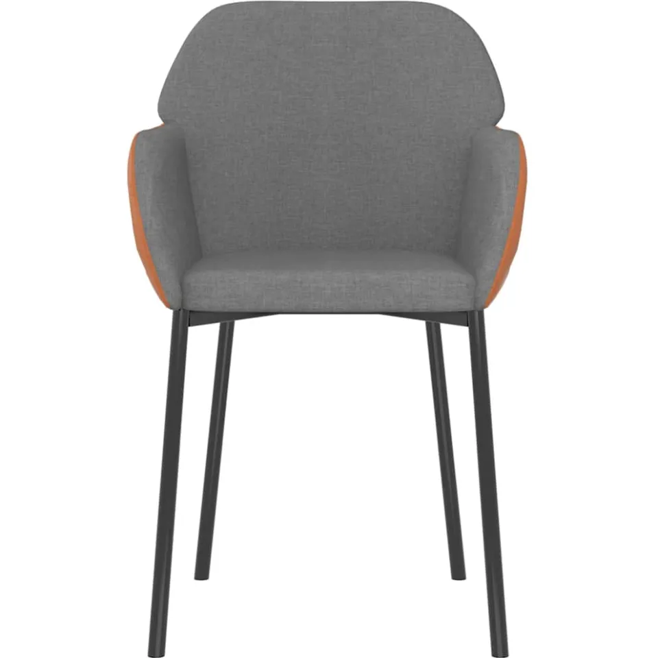vidaXL Eetkamerstoelen 2 st stof en kunstleer lichtgrijs grijs, foto 4