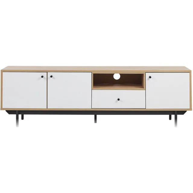 Beliani ITACA - TV-meubel - Lichte houtkleur - Vezelplaat Wit